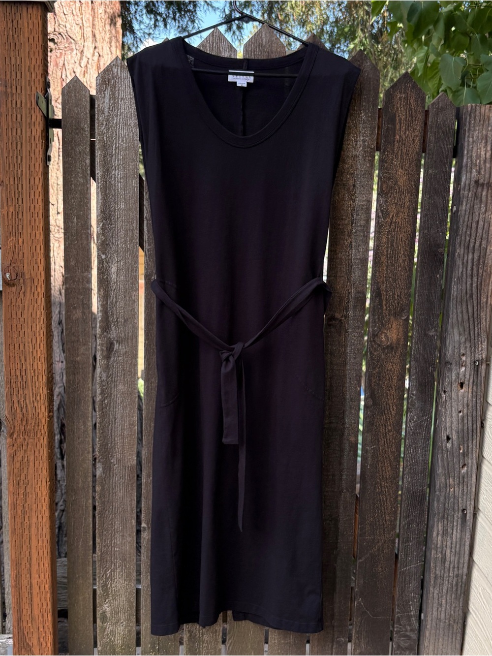Velvet By Graham & Spencer Maci Tie Waist Cotton Dress in Black Sz Medium